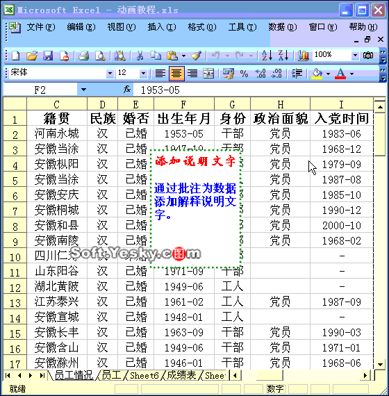 6、在Excel中添加說明文字