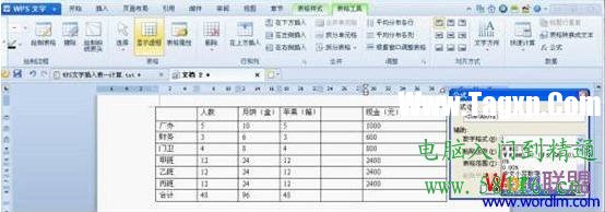 WPS文字中插入復(fù)雜表格數(shù)據(jù)快速計(jì)算