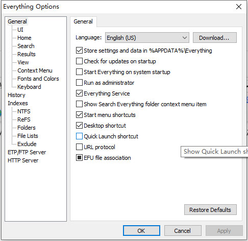Windows10系統(tǒng)everything設(shè)置中文界面的方法