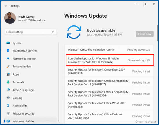 KB5007484 Win11 Build 22483.101