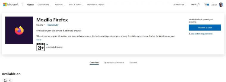 Mozilla正在Microsoft?Store上測