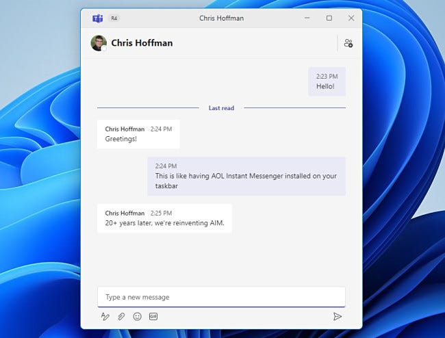 Windows 11 聊天窗口的示例。