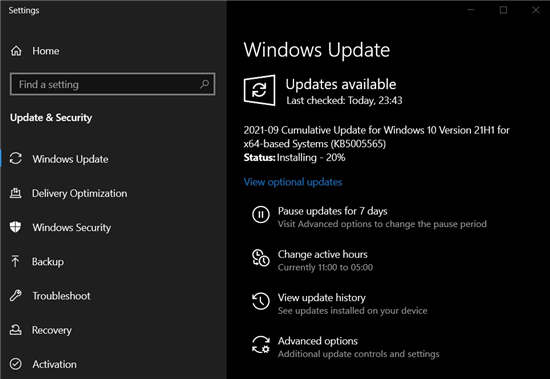 Windows10 2021 年 9 月 10 日更