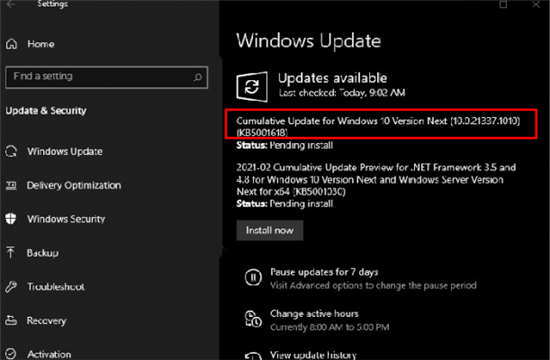 已發(fā)布適用于Windows 10 Build 21337.1010的新累