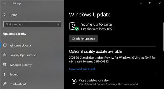 Windows 10 KB5000842（20H2）發(fā)布，性能提升