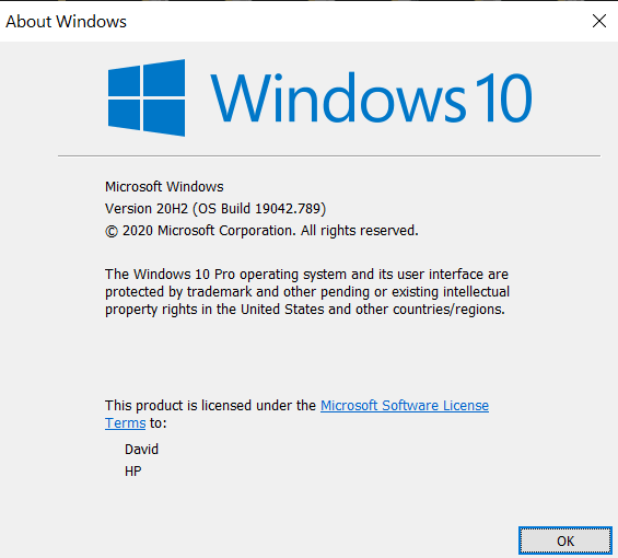 適用于Windows10 20H2 19042.789和2004 19041.789的