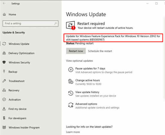 KB5000967 Windows 10 21H1、20H