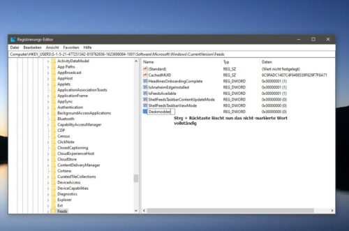 Windows10注冊(cè)表編輯器：Ctrl +退格鍵現(xiàn)在刪