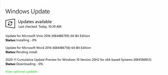 Microsoft將KB4586853推出到Win10 20H1 / 20H2以修