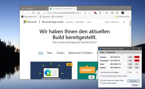 Microsoft Edge 87.0.637.0出現在