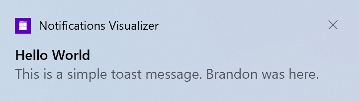 Notification toast with app logo at the top and X on the top right corner to quickly dismiss.