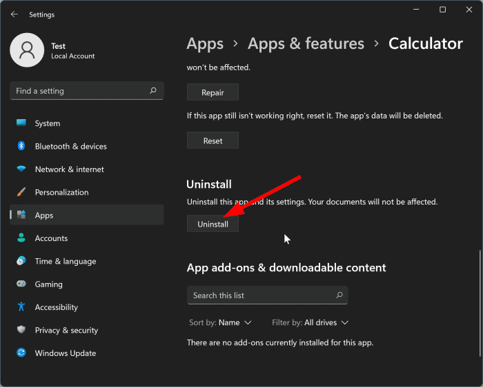 通過設(shè)置重新安裝Windows11計算器步驟