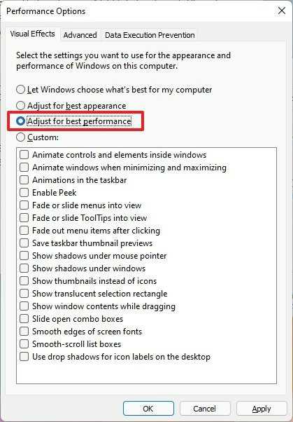如何在Windows11控制面板上禁用視覺效果