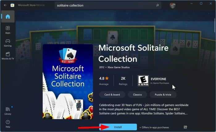 如何在 Windows 11 中重新安裝 Microsoft Solitaire Collection