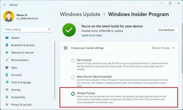 如何在 Windows 11 上更改 Insider 頻道