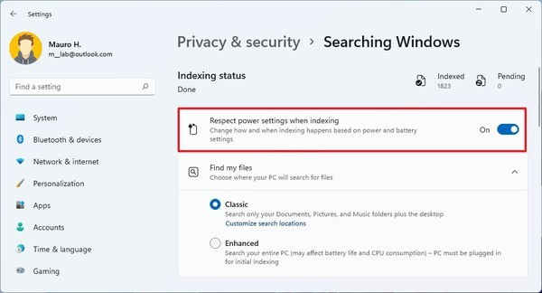 如何在Windows11上的索引期間啟用電源使用