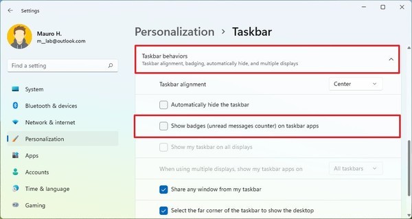 如何在Windows11的任務(wù)欄中禁用徽章通知