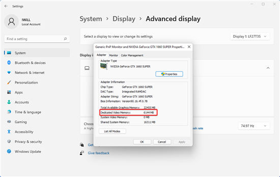 如何使用Windows11的設置檢查VRAM?