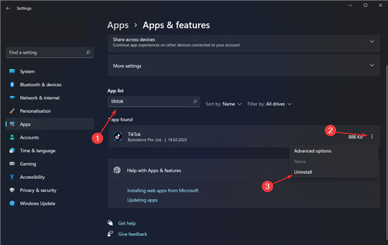 刪除tiktok_如何在 Windows 11 中刪除 TikTok