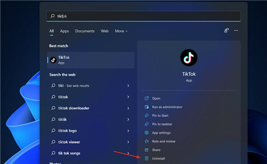 刪除tiktok_如何在 Windows 11 中刪除 TikTok