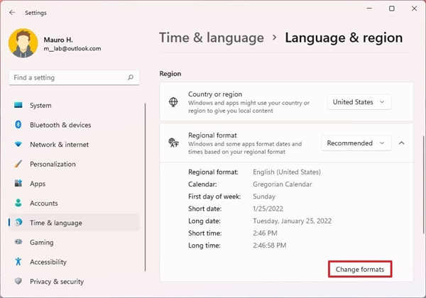 如何在Windows11上更改區(qū)域格式設(shè)置