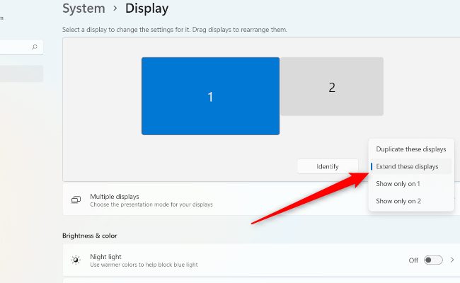 在 Windows 11 中選擇您的顯示選項。