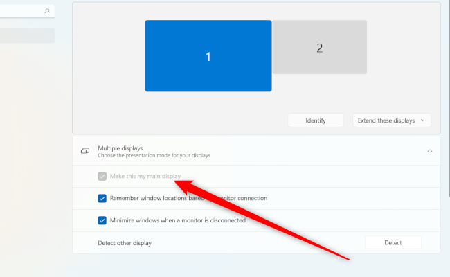 在 Windows 11 中指定主顯示器。