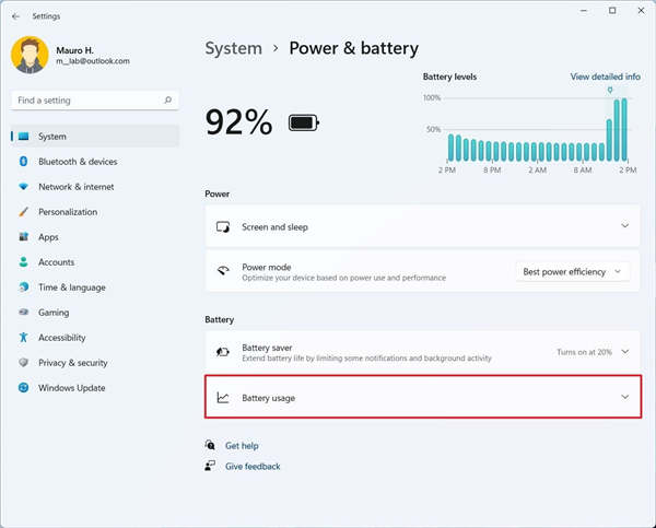 如何在Windows11上查看電池使用情況