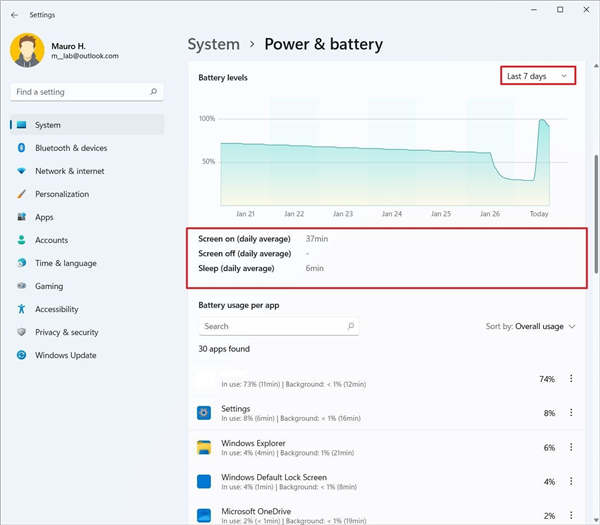 如何在Windows11上查看電池使用情況