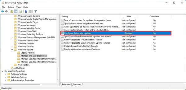 win11組策略禁用自動更新技巧