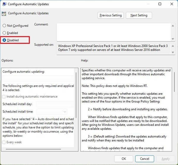 win11組策略禁用自動更新技巧