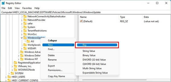 windows11最新注冊表禁用自動更新方法
