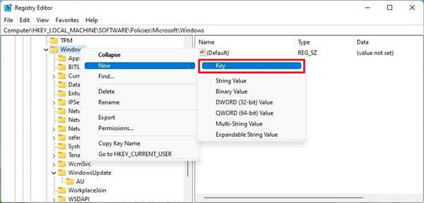 windows11最新注冊表禁用自動更新方法