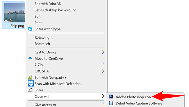 右鍵單擊 PNG，然后選擇打開方式  Adob??e Photoshop。