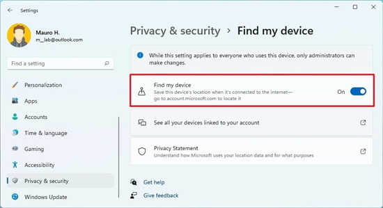 windows11中如何啟用查找我的設(shè)備