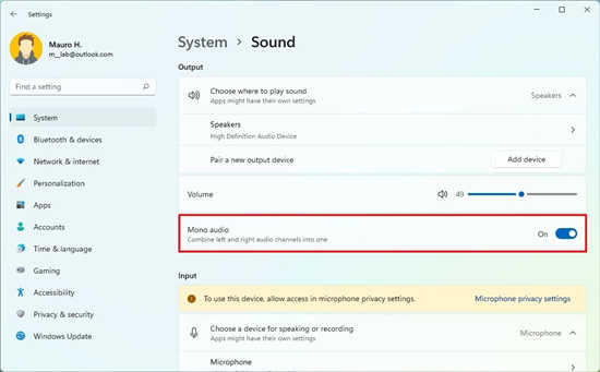 在Windows11上啟用單聲道音頻操作方法