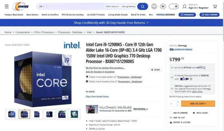 Intel Core i9-12900KS 在美國