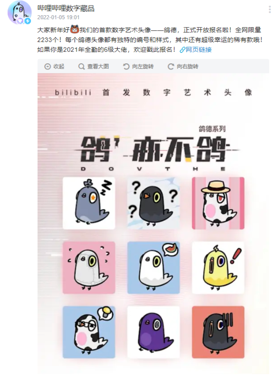 b站nft鴿德頭像怎么獲取_b站nft鴿德頭像報(bào)名地址分享