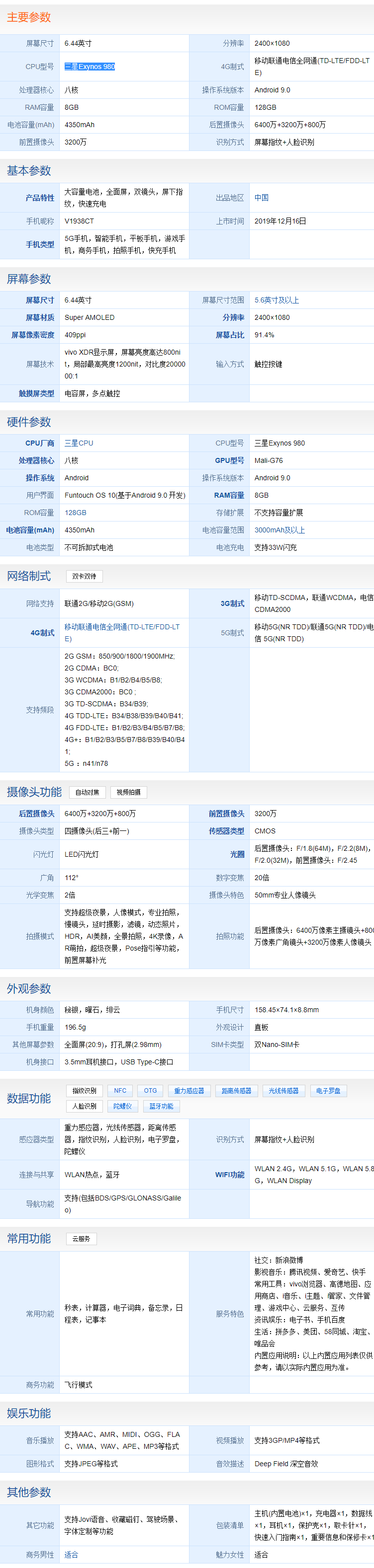 vivox30手機參數(shù)有哪些