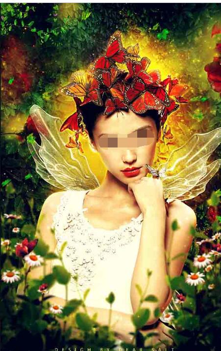 用PS合成森林蝴蝶花仙子插畫教程