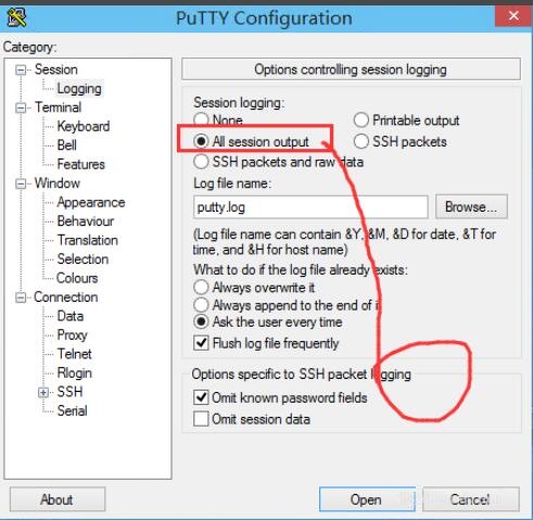 記錄PuTTY操作日志、PuTTY日志記錄功能