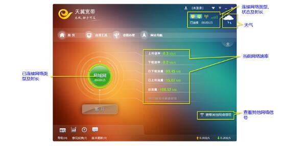 天翼寬帶客戶端截圖