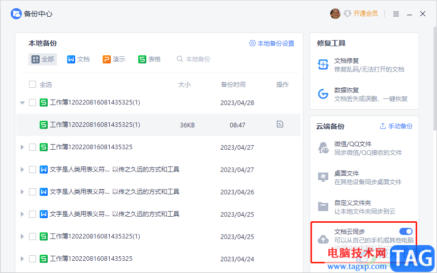 ?wps開(kāi)啟云端備份的教程