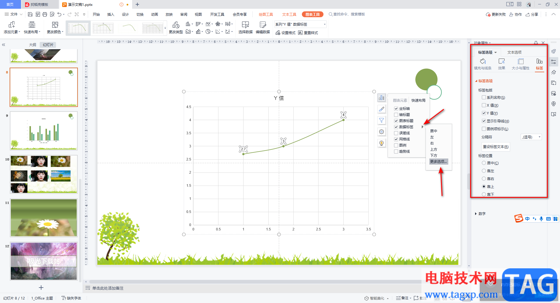 WPS PPT制作曲線圖表的方法