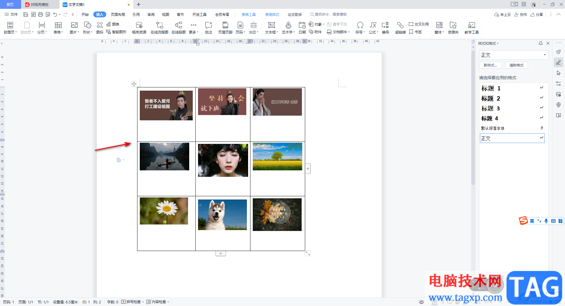 WPS Word制作九宮格圖片的方法