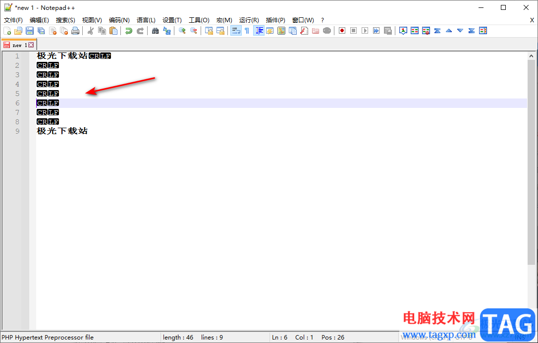 Notepad++替換換行符的方法