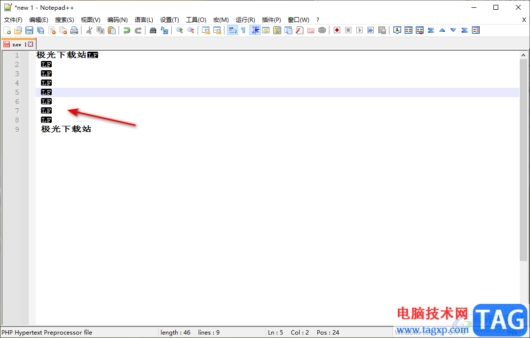 Notepad++替換換行符的方法