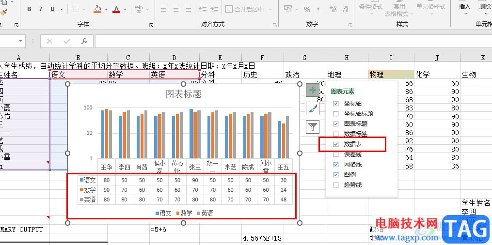Excel圖表下方顯示數(shù)據(jù)表的方法
