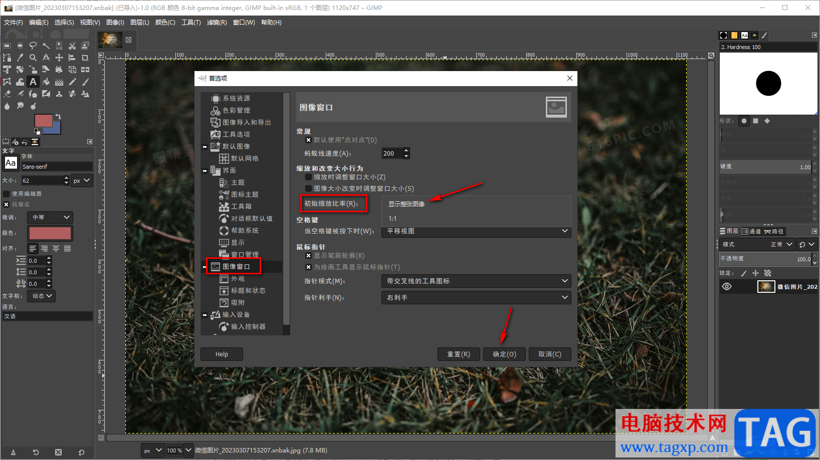 gimp設(shè)置初始縮放比率的方法