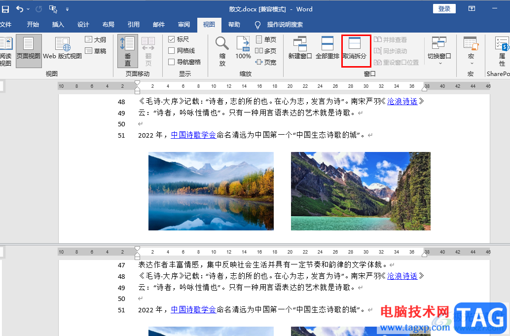 Word分屏顯示的方法